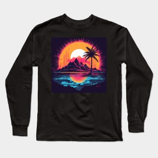 Retro Sunset Rays Wavy Shirt Long Sleeve T-Shirt